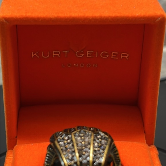 Kurt Geiger Eagle Ring Black and White Colored Crystals Set In Brass. NWT - Picture 3 of 8